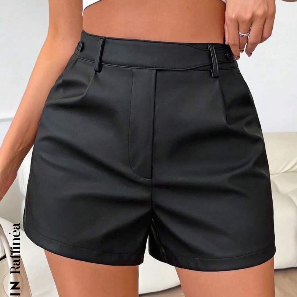 Black Leather Looking Shorts